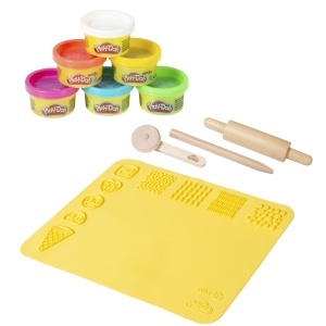 Set creativ pentru copii roba x Play-Doh - 3D-Mat, unelte din lemn FSC, 6 culori