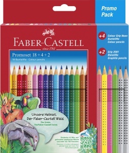 Set Creioane Colorate Faber-Castell, 24 Culori cu Neon, Ergonomice