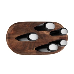 Set cutite bucatarie Jamie Oliver by Tefal K267S556 5 piese lame otel german bloc din lemn de acacia maro - Img 3