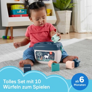 Set de 10 blocuri de constructie Fisher-Price, pentru bebelusi, culoare marine albastru - Img 2