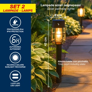 Set de 2 lampi solare pentru gradina Beper P207ILO021, LED, IP44, autonomie 6 ore - Img 3