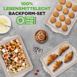Set de 3 Tavi de Copt NutriChef din Karbonstahl cu Manere din Silicon, Alb - Img 5