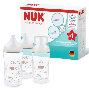 Set de biberon NUK Perfect Match, 260 ml, cu control temperatura, 3 bucati - Img 1
