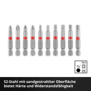 Set de biti Einhell 10 piese 50 mm S2 otel rezistent cu caseta compacta - Img 4