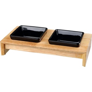 Set de boluri pentru caini Trixie, ceramicalemn, 2x0,2 l, negru