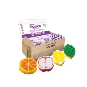 Set de bureti Vileda Punch, 4 bucati, fara zgarieturi, diverse arome
