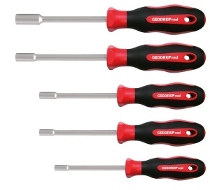Set de chei cu clichet GEDOREred R38502005, 5 piese, 6-13 mm, din otel crom-vanadiu