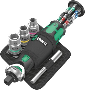 Set de chei cu clichet Wera 8009 Zyklop Pocket, 17 piese, negru-verde