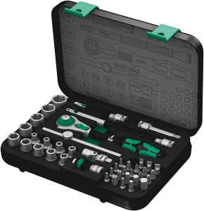 Set de chei cu clichet Wera 8100 SA 2, 42 piese, 14, negru