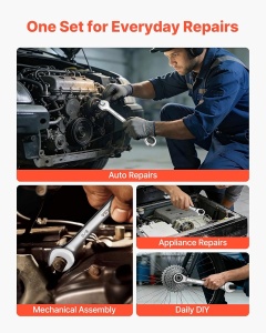 Set de Chei cu Parghie VEVOR 26 piese, Cr-V, 72 de dinti, pentru reparatii auto - Img 6