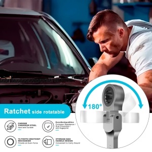 Set de Chei cu Ratchet HYCHIKA 9 Piese, Flexibile 6-19mm, Inclusa Geanta - Img 3