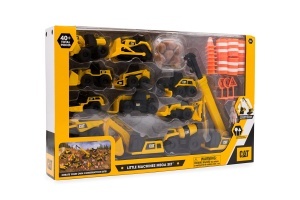 Set de Constructie CAT Little Machines Mega-Set, 41 piese, cu vehicule si accesorii, galben - Img 3