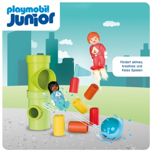 Set de Constructie PLAYMOBIL JUNIOR 72085 - Superhelden Action cu Apa si Foc, pentru copii 4 - Img 3