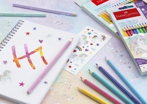 Set de creioane colorate Faber-Castell Unicorn, 24 bucati, cu efecte de acuarela - Img 2