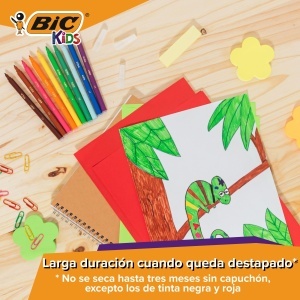 Set de desen BIC Kids cu 18 creioane colorate, 18 markere, 18 carioci, 3 caiete si 50 autocolante - Img 5
