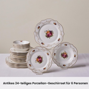 Set de Farfurii Karaca Antique, 24 piese pentru 6 persoane, Porcelan, Alb cu Flori - Img 3