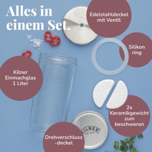 Set de Fermentare Kilner, 1 Litru, cu Capac cu Ventilatie - Img 6