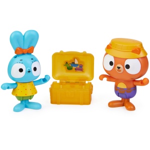Set de Figurine pentru Copii Brave Bunnies - Pachet de Cautare a Comorii cu Boo si Garry Tiger