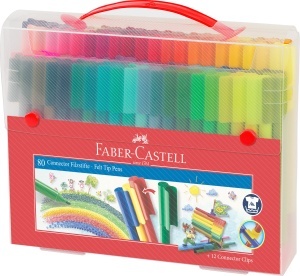 Set de Filzstifte Faber-Castell Connector, 91 piese, cu clip
