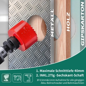 Set de freze bimetalice HYCHIKA 17 piese diametru 20-68 mm adancime maxima de taiere 40 mm - Img 2