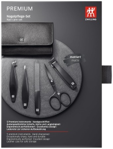 Set de ingrijire ZWILLING 5 piese, etui din piele neagra, instrumente din otel inoxidabil - Img 6