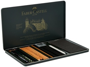 Set de instrumente de desen Faber-Castell Pitt Monochrome 33 piese in cutie metalica - Img 2