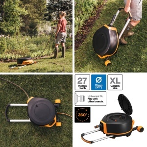 Set de Irigare Fiskars Waterwheel XL, 20 m furtun, 360 rotire, NegruPortocalie - Img 3