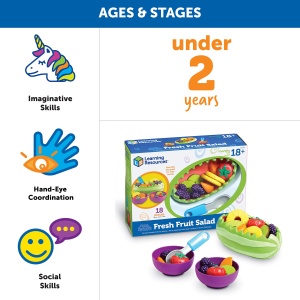 Set de joaca alimente din plastic Learning Resources New Sprouts - Salata de fructe, 2 ani, culori vibrante - Img 5