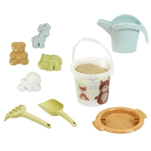 Set de joaca cu nisip Theo Klein 7622 - Eimer, Sieb, Giekanne, 4 forme, 2L
