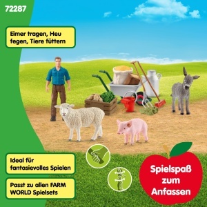 Set de Joaca Ferma Schleich cu 19 Piese, Figurine Esel, Porc si Oaie - Img 4