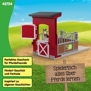 Set de Joaca Ferma Schleich cu Ponybox si Mustang Stute, 19 Piese, Culoare Rosie - Img 6