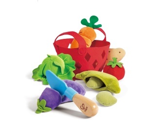 Set de Joaca Hape Gemusekorbchen 8 Piese Legume din Material Textil cu Accesorii pentru Bucatarie