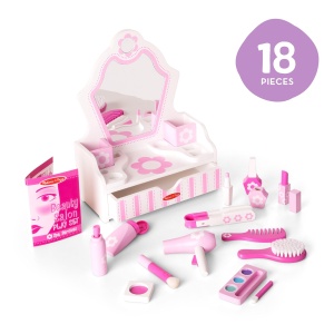Set de joaca Melissa Doug - Salon de infrumusetare din lemn, 18 piese, cu oglinda si accesorii - Img 8