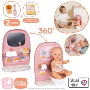 Set de joaca pentru papusi Smoby Baby Nurse - baie cu toaleta, chiuveta si accesorii - Img 2