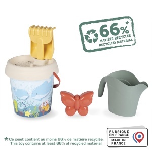 Set de joaca pentru plaja Smoby Life - Eimer, Giekanne, Sandform, Sieb - Material reciclat - Img 3