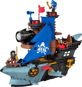Set de Joaca Pirat cu Barcuta Imaginext, 2 Figurine, Activitati Interactive