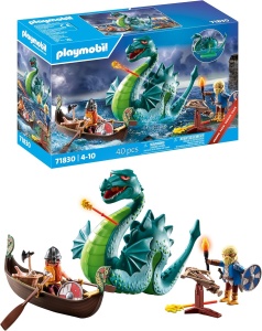 Set de Joaca PLAYMOBIL cu Vikingi si Monstru Marin, 71830, Jucarie Creativa pentru Copii de la 4 Ani