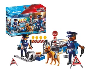 Set de Joaca Politie PLAYMOBIL - Straensperre cu 2 Figurine si Accesorii, 48 piese