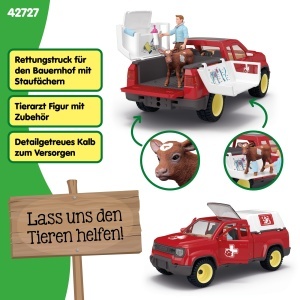 Set de Joaca Schleich - Ferma cu Veterinar, 29 Piese, Include Masina si Calf - Img 4