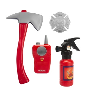 Set de Jucarie Pompier Simba Feuerwehr Basic Extinctor cu Functie de Pulverizare Axta si Statia Radio cu Sunet