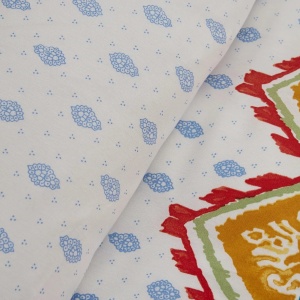Set de lenjerie de pat KARACA Home Sarah Anderson, 3 piese, 155x220 cm, alb cu imprimeu albastru si roz - Img 6