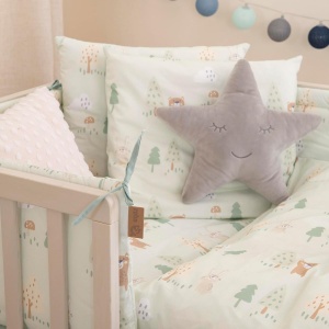 Set de lenjerie pentru bebelusi roba Woodland Buddies, 100 bumbac, 80x80 cm, pastel verde - Img 5