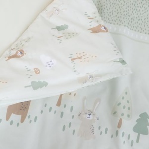 Set de lenjerie pentru bebelusi roba Woodland Buddies, 100 bumbac, 80x80 cm, pastel verde - Img 15