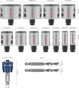 Set de Lochsage Bosch PRO Multi Material 14x, 20-76 mm, pentru lemn si metal - Img 2