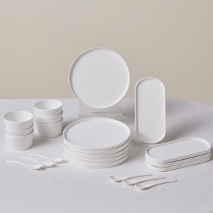 Set de Mic Dejun KARACA Forever Bone Bomo 22 piese pentru 6 persoane, Alb, Portelan