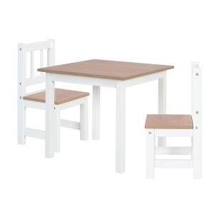 Set de mobilier pentru copii Kindersitzgruppe Woody - 2 scaune si masa, alb si lemn