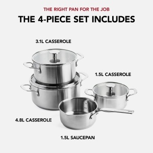 Set de Oale si Tigai KitchenAid din Otel Inoxidabil, 7 Piese, Antiaderente, Inductie - Img 2