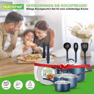 Set de Oale si Tigai NutriChef 14 Piese, Antiadherente, Inductie, Aluminiu cu Inox - Img 7