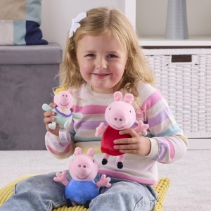 Set de Plush Peppa Pig 3 piese Peppa, Schorsch si Baby Evie super moale, pentru copii - Img 6