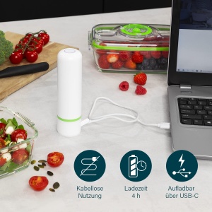 Set de recipiente alimentare din sticla Princess 492985 cu pompa electrica, 2.5W, 0.7L si 1.1L - Img 7